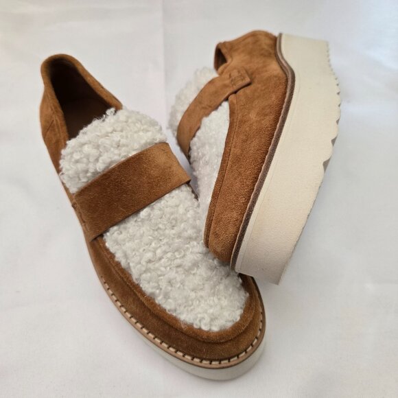 Vince Zola Platform Faux Shearling Suede Loafers SZ 7 - Picture 4 of 12
